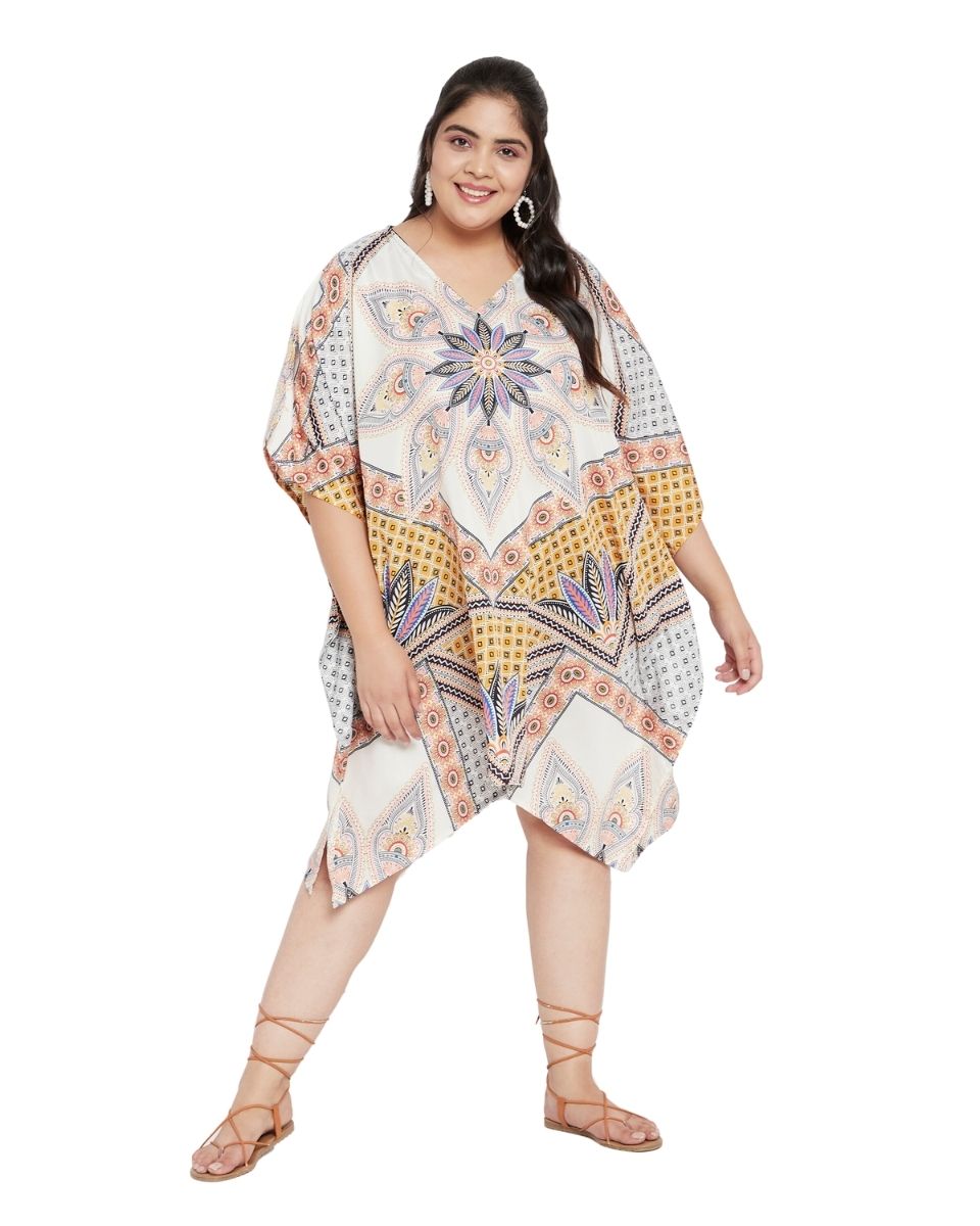 Floral Printed Multicolor Polyester Tunic Top for Women