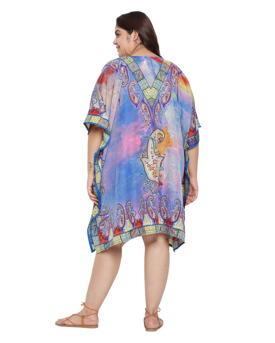 Paisley Print Multicolor Polyester Plus Size Tunic Top For Women