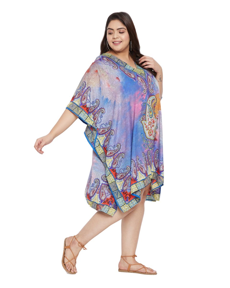 Paisley Print Multicolor Polyester Plus Size Tunic Top For Women