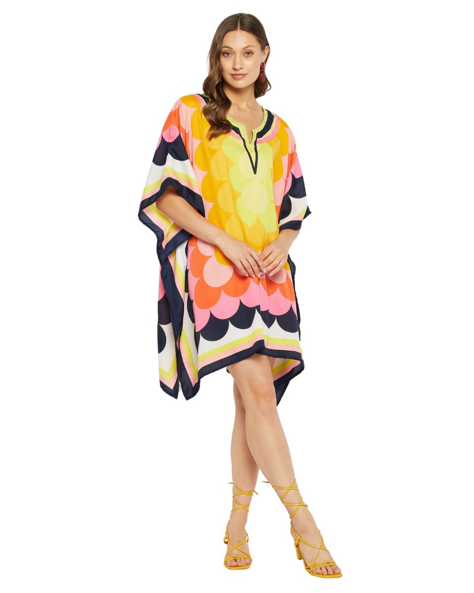 Geometric Printed Multicolor Polyester Tunic Top for Women