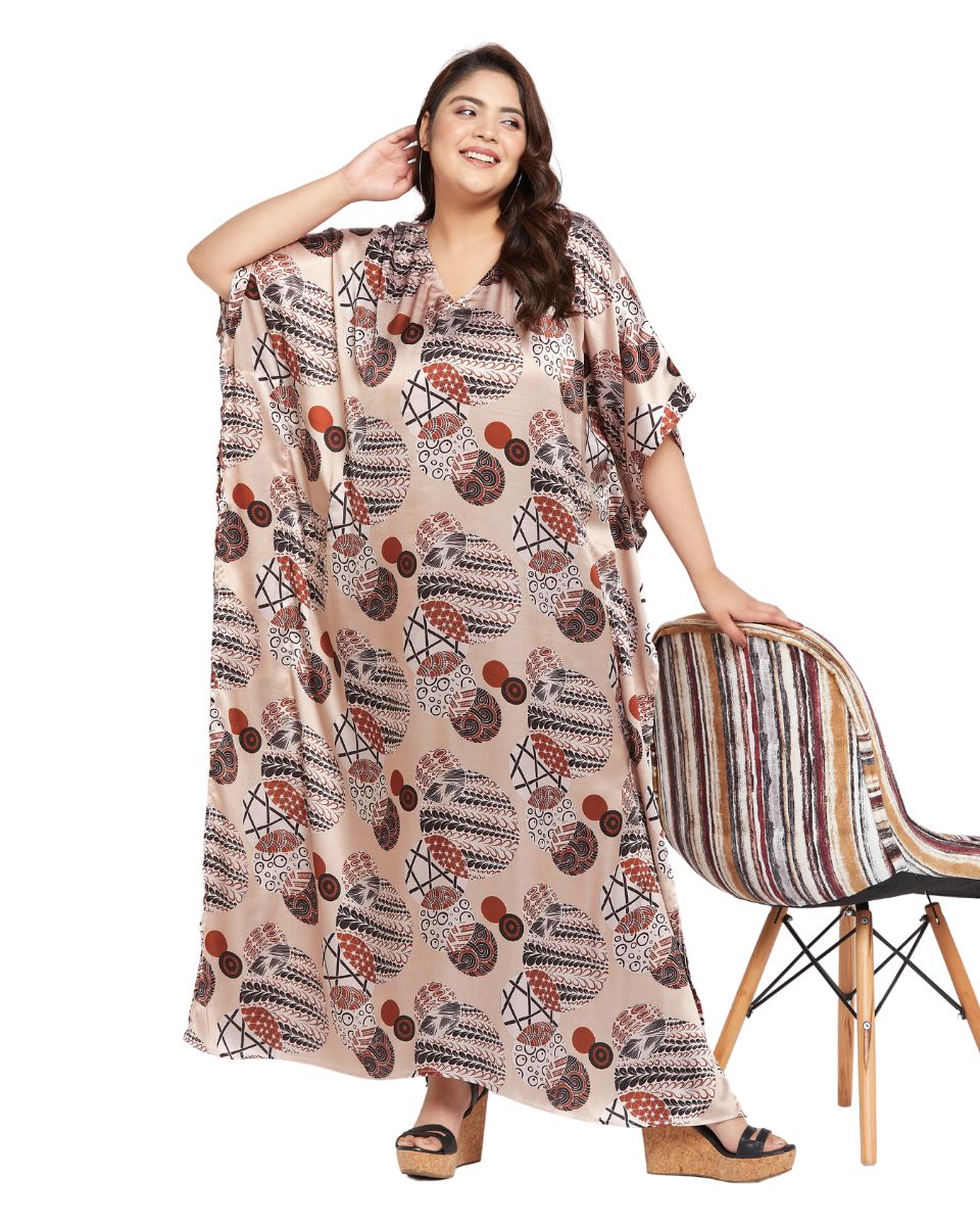 Floral Design Kaftan Long Dress