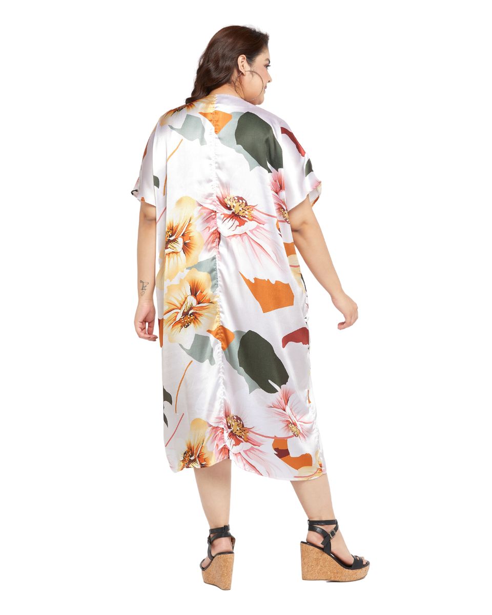 Satin Calf-Length Kaftan For Women