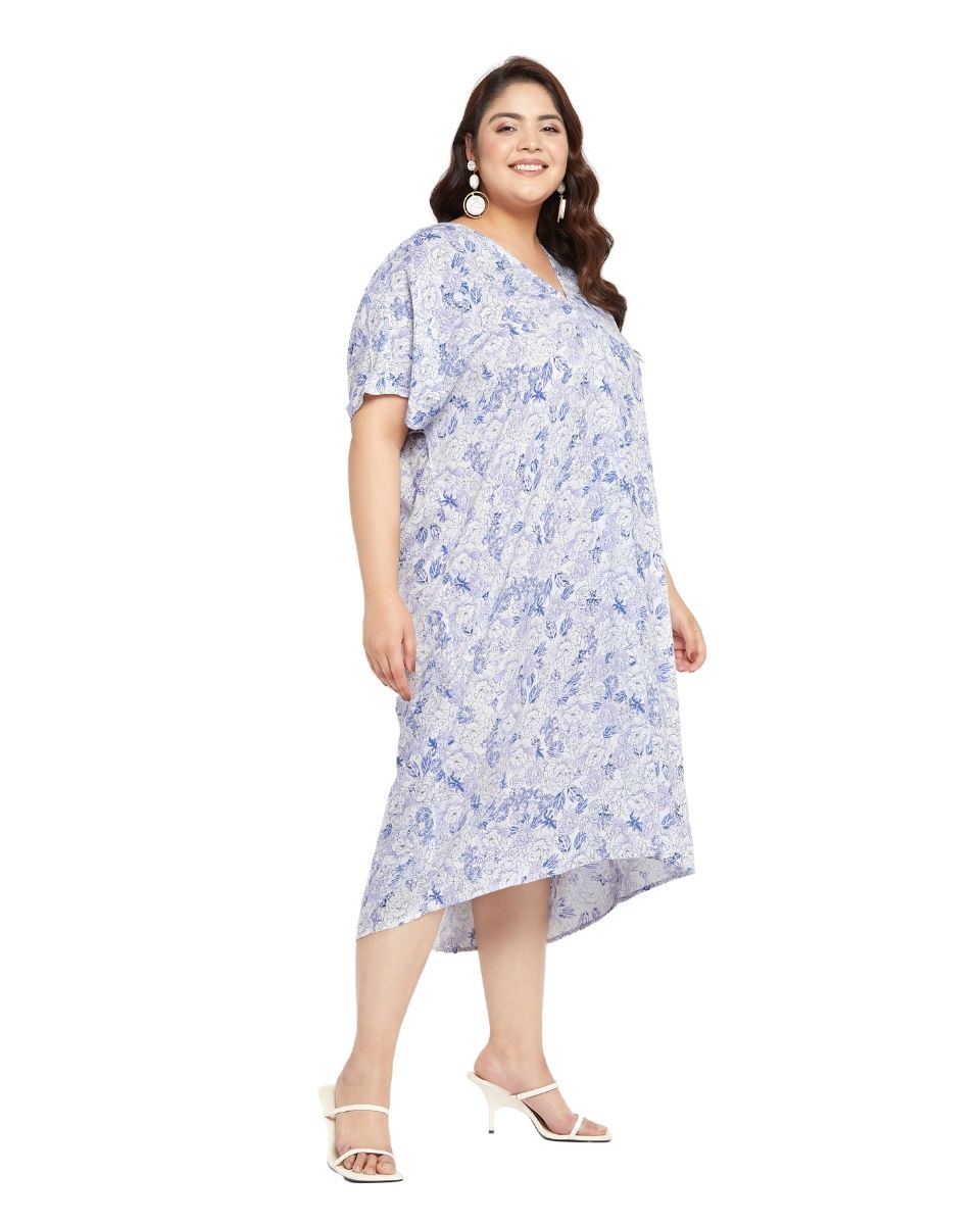  Floral Print Kaftan Dress