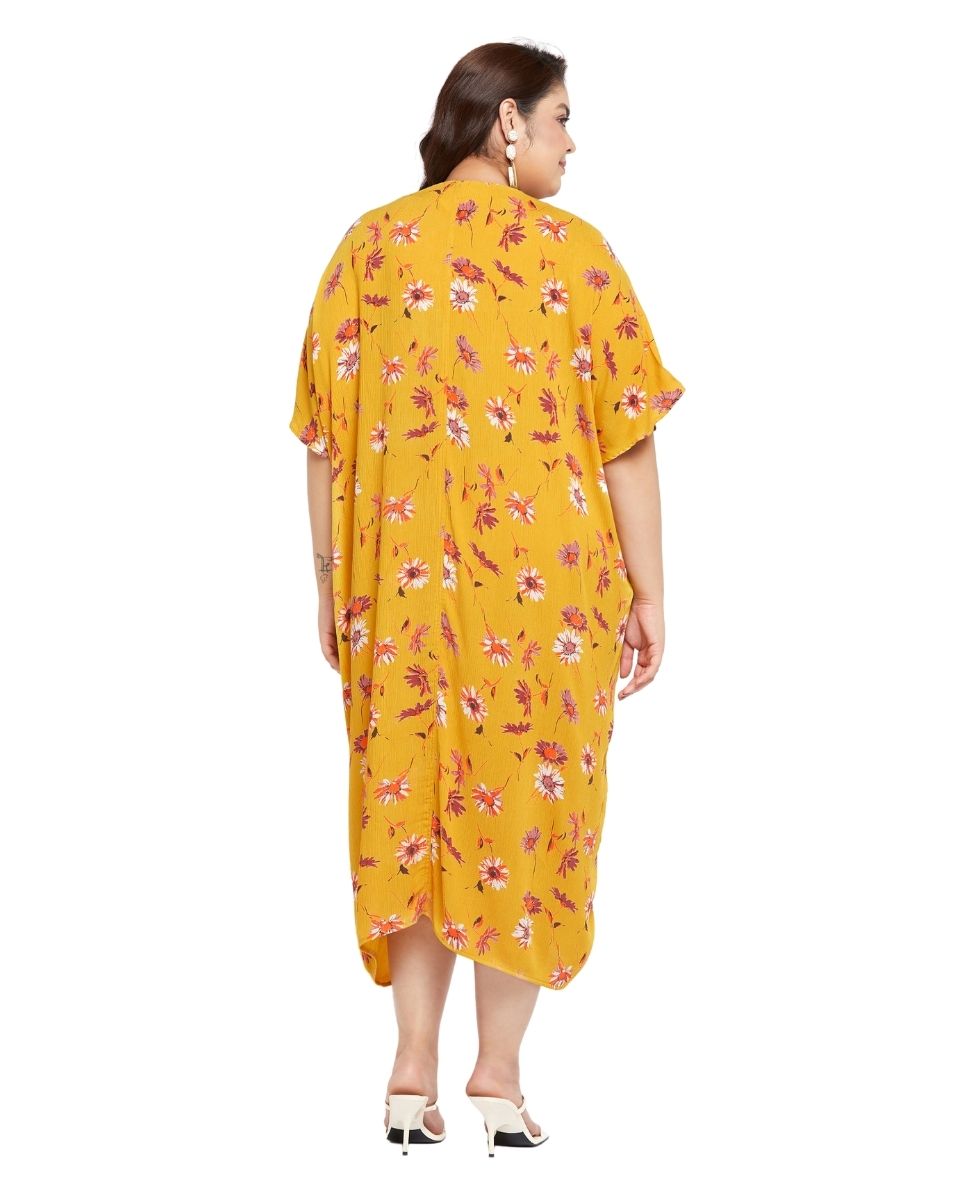 Summer-ready Yellow Satin Kaftan Dress