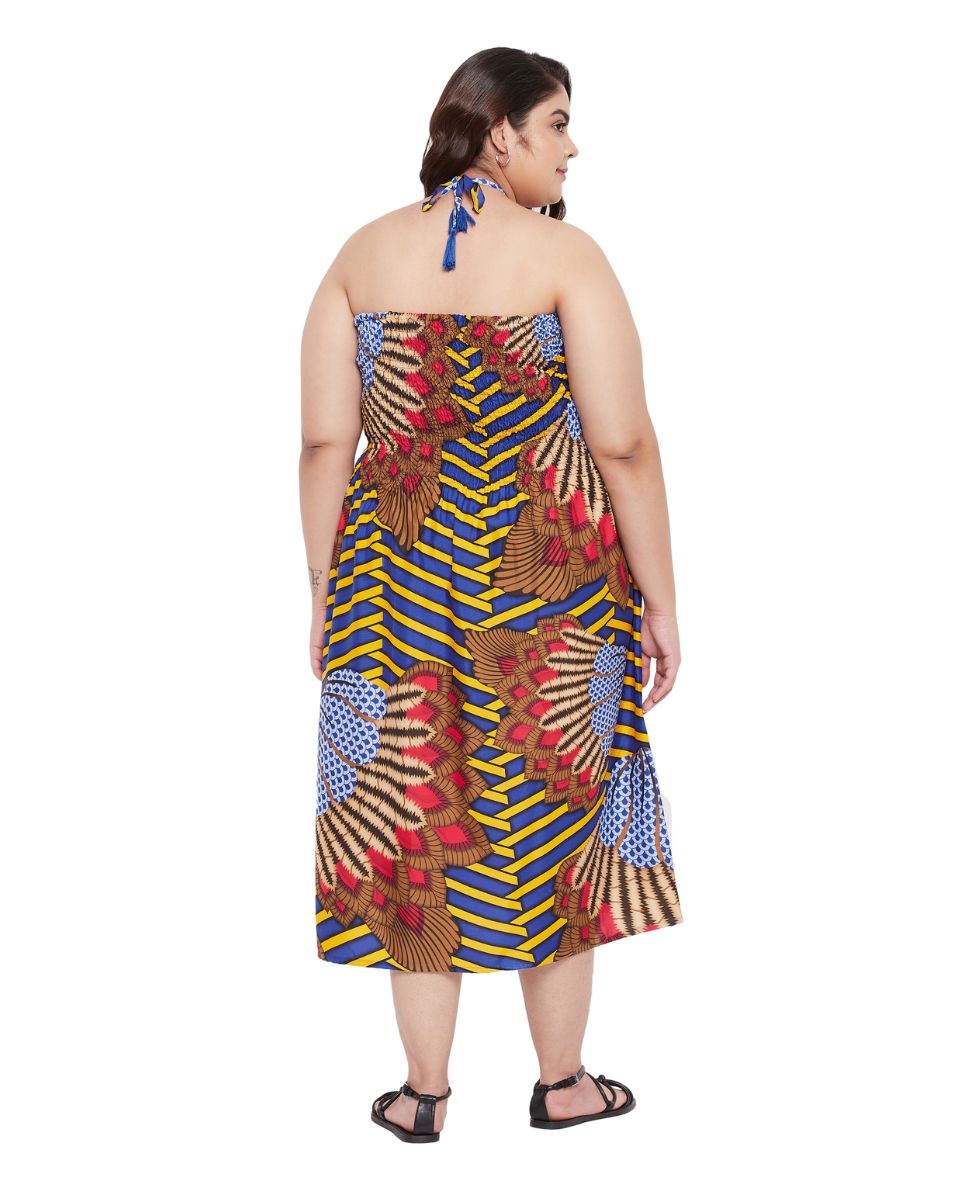 Tribal Printed Multicolor Polyester Tube Dress For Women