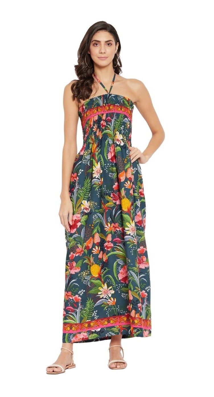 Floral Multicolor Polyester Cocktail Party Tube Dress For Women - S M L XL - SKU TUBDR48-8752 S - Gypsie Blu