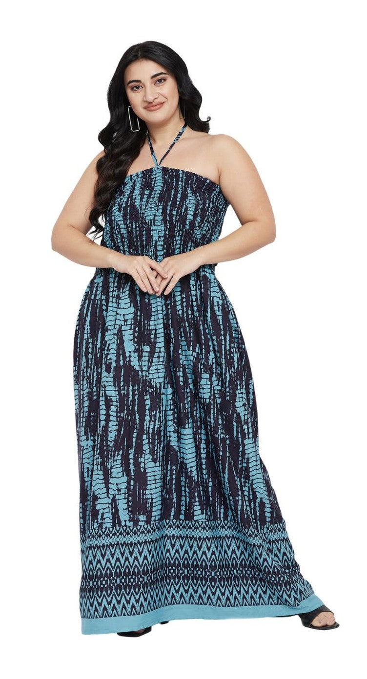 Tie Dye Turquoise Polyester Plus Size Elegant Dress for Women - SKU TUBDR48X-8681 1X - Gypsie Blu